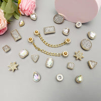 Bling Shoe Charms for Women, 22Pcs Plastic Sparkling Gems Rhinestones Shoe Decoration Charms, Girly Shoe Chains for Clog Sandals, DIY Shoe Accessories for Party Favor - 7DAY'S