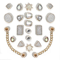 Bling Shoe Charms for Women, 22Pcs Plastic Sparkling Gems Rhinestones Shoe Decoration Charms, Girly Shoe Chains for Clog Sandals, DIY Shoe Accessories for Party Favor - 7DAY'S