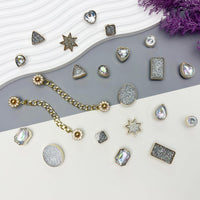 Bling Shoe Charms for Women, 22Pcs Plastic Sparkling Gems Rhinestones Shoe Decoration Charms, Girly Shoe Chains for Clog Sandals, DIY Shoe Accessories for Party Favor - 7DAY'S