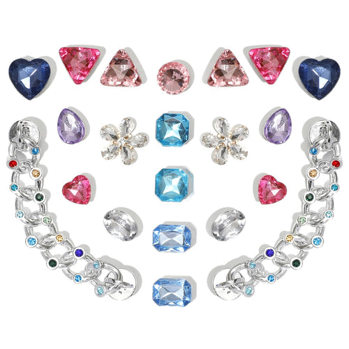 Bling Shoe Charms for Women, 22Pcs Plastic Sparkling Gems Rhinestones Shoe Decoration Charms, Girly Shoe Chains for Clog Sandals, DIY Shoe Accessories for Party Favor - 7DAY'S