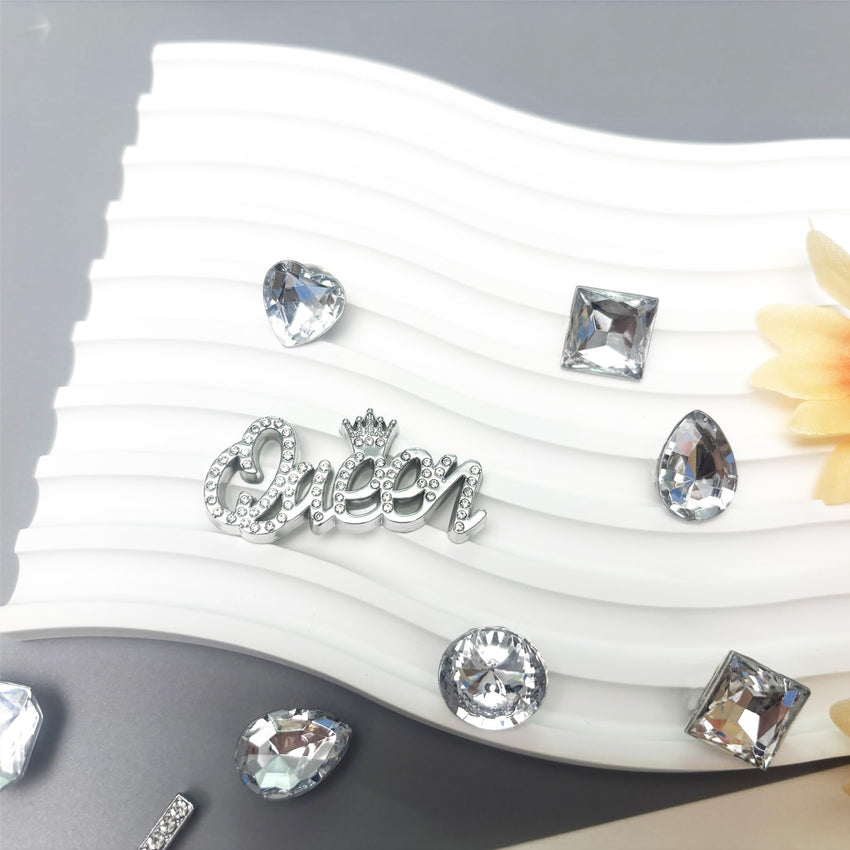 Bling Shoe Charms for Women, 22Pcs Plastic Sparkling Gems Rhinestones Shoe Decoration Charms, Girly Shoe Chains for Clog Sandals, DIY Shoe Accessories for Party Favor - 7DAY'S