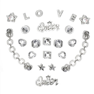 Bling Shoe Charms for Women, 22Pcs Plastic Sparkling Gems Rhinestones Shoe Decoration Charms, Girly Shoe Chains for Clog Sandals, DIY Shoe Accessories for Party Favor