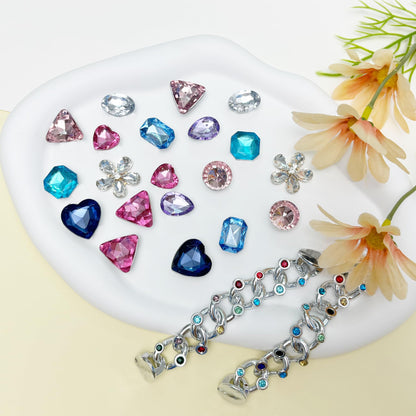 Bling Shoe Charms for Women, 22Pcs Plastic Sparkling Gems Rhinestones Shoe Decoration Charms, Girly Shoe Chains for Clog Sandals, DIY Shoe Accessories for Party Favor - 7DAY'S