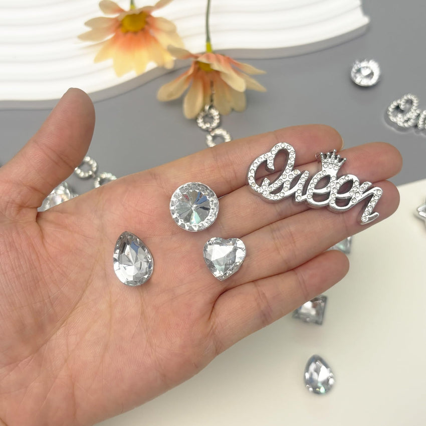 Bling Shoe Charms for Women, 22Pcs Plastic Sparkling Gems Rhinestones Shoe Decoration Charms, Girly Shoe Chains for Clog Sandals, DIY Shoe Accessories for Party Favor - 7DAY'S
