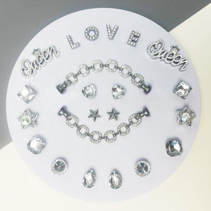 Bling Shoe Charms for Women, 22Pcs Plastic Sparkling Gems Rhinestones Shoe Decoration Charms, Girly Shoe Chains for Clog Sandals, DIY Shoe Accessories for Party Favor - 7DAY'S