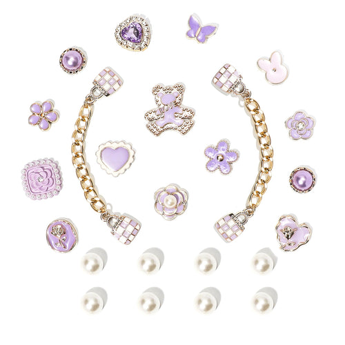 Bling Shoe Charms for Women, Sparkle Rhinestones Shoe Decoration Charms, Girly Shoe Chains for Clog Sandals, DIY Shoe Accessories for Party Favor - 7DAY'S