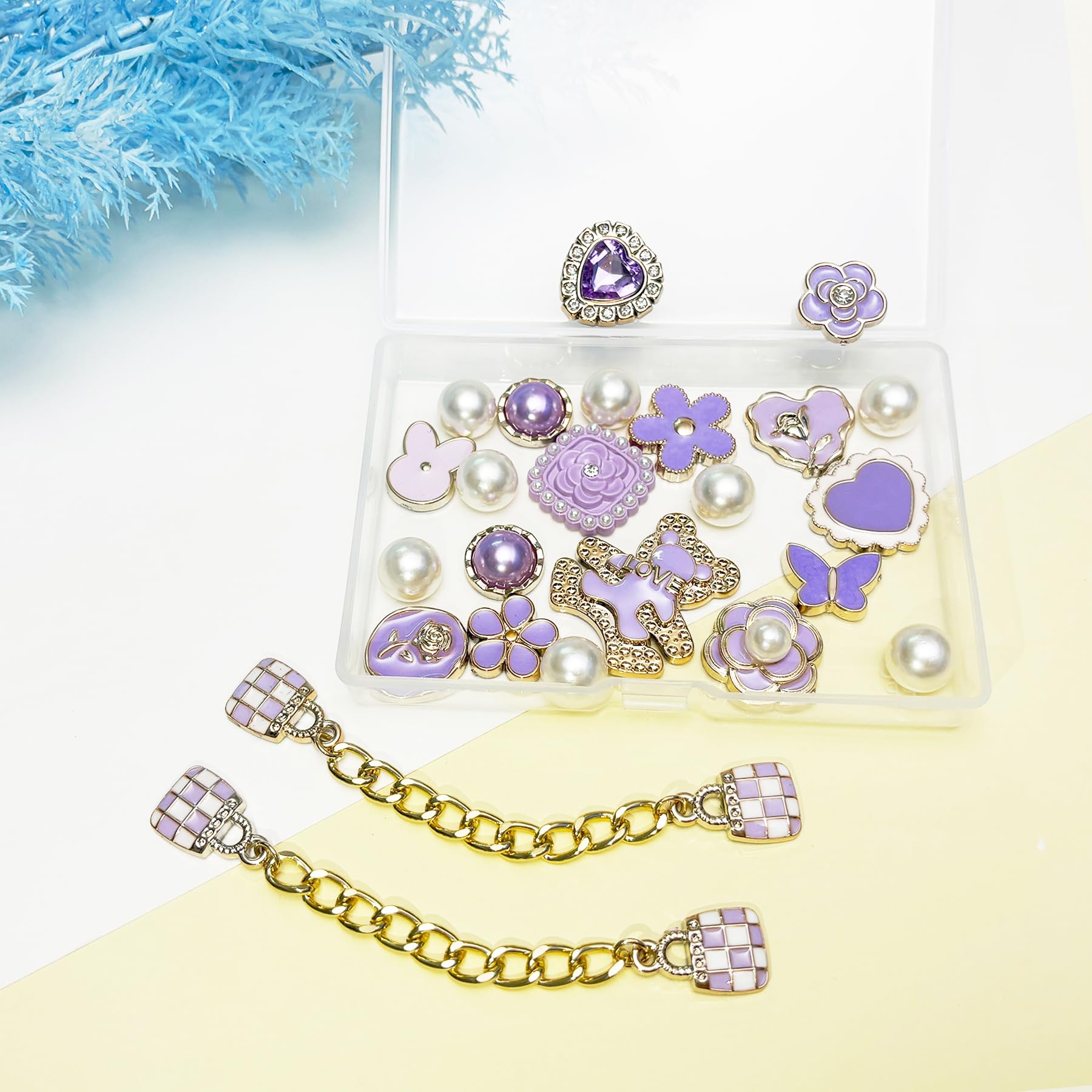 Bling Shoe Charms for Women, Sparkle Rhinestones Shoe Decoration Charms, Girly Shoe Chains for Clog Sandals, DIY Shoe Accessories for Party Favor - 7DAY'S