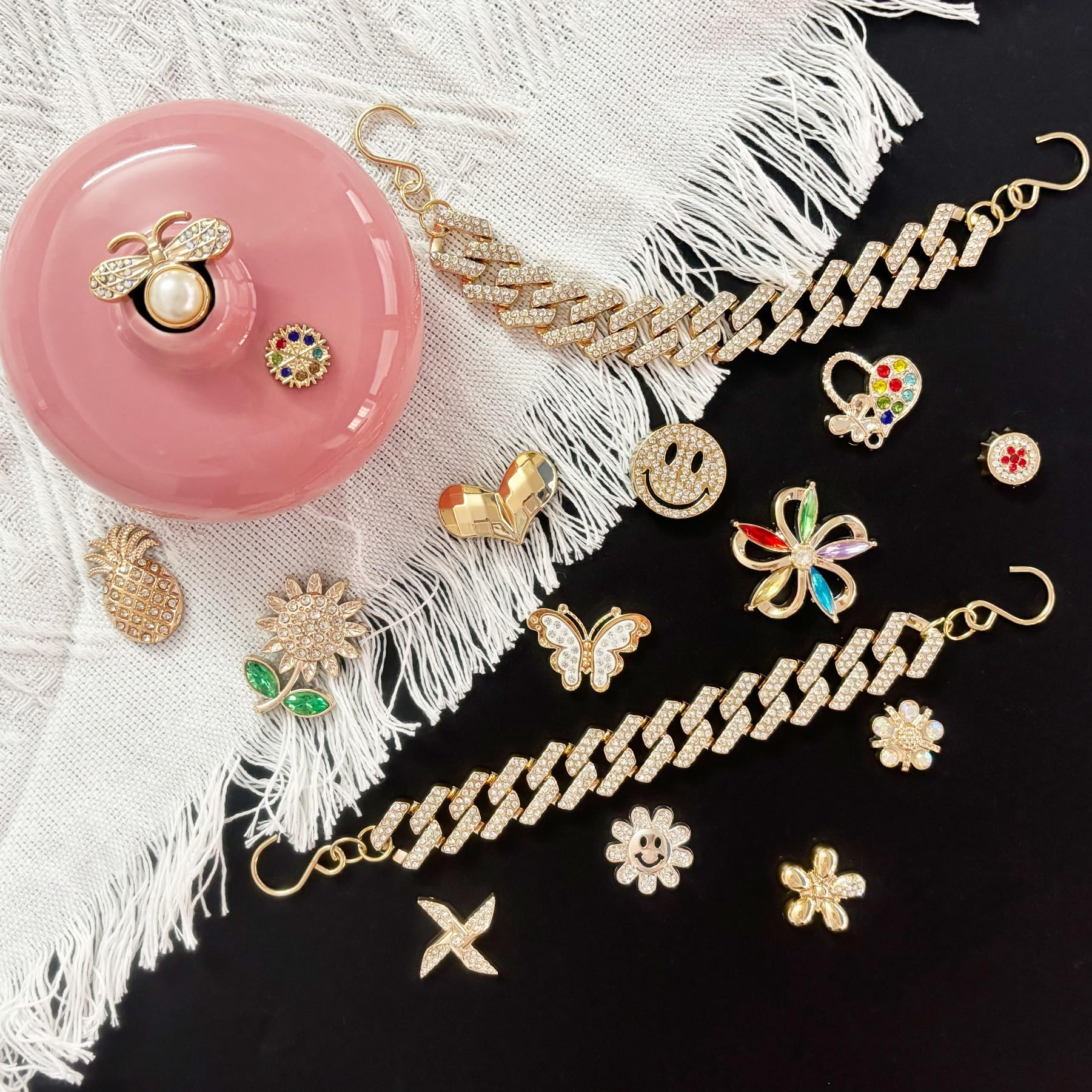 Bling Shoe Charms for Women, Sparkle Rhinestones Shoe Decoration Charms, Girly Shoe Chains for Clog Sandals, DIY Shoe Accessories for Party Favor - 7DAY'S