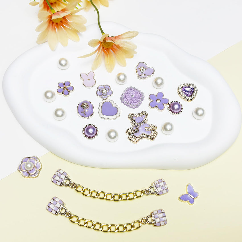 Bling Shoe Charms for Women, Sparkle Rhinestones Shoe Decoration Charms, Girly Shoe Chains for Clog Sandals, DIY Shoe Accessories for Party Favor - 7DAY'S