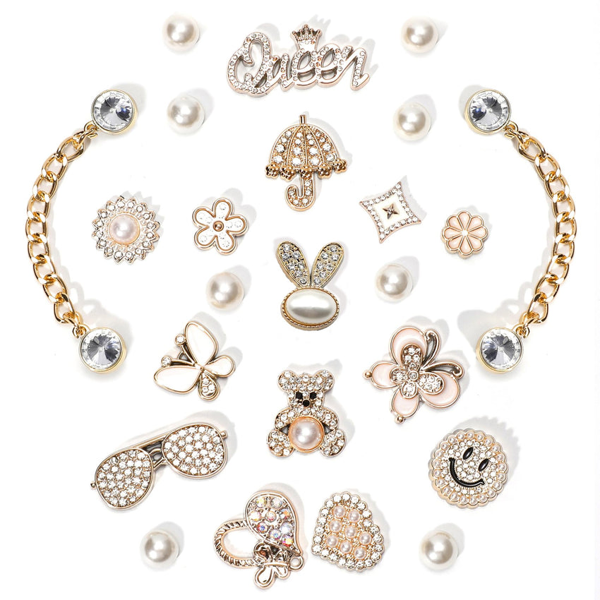 Bling Shoe Charms for Women, Sparkle Rhinestones Shoe Decoration Charms, Girly Shoe Chains for Clog Sandals, DIY Shoe Accessories for Party Favor - 7DAY'S