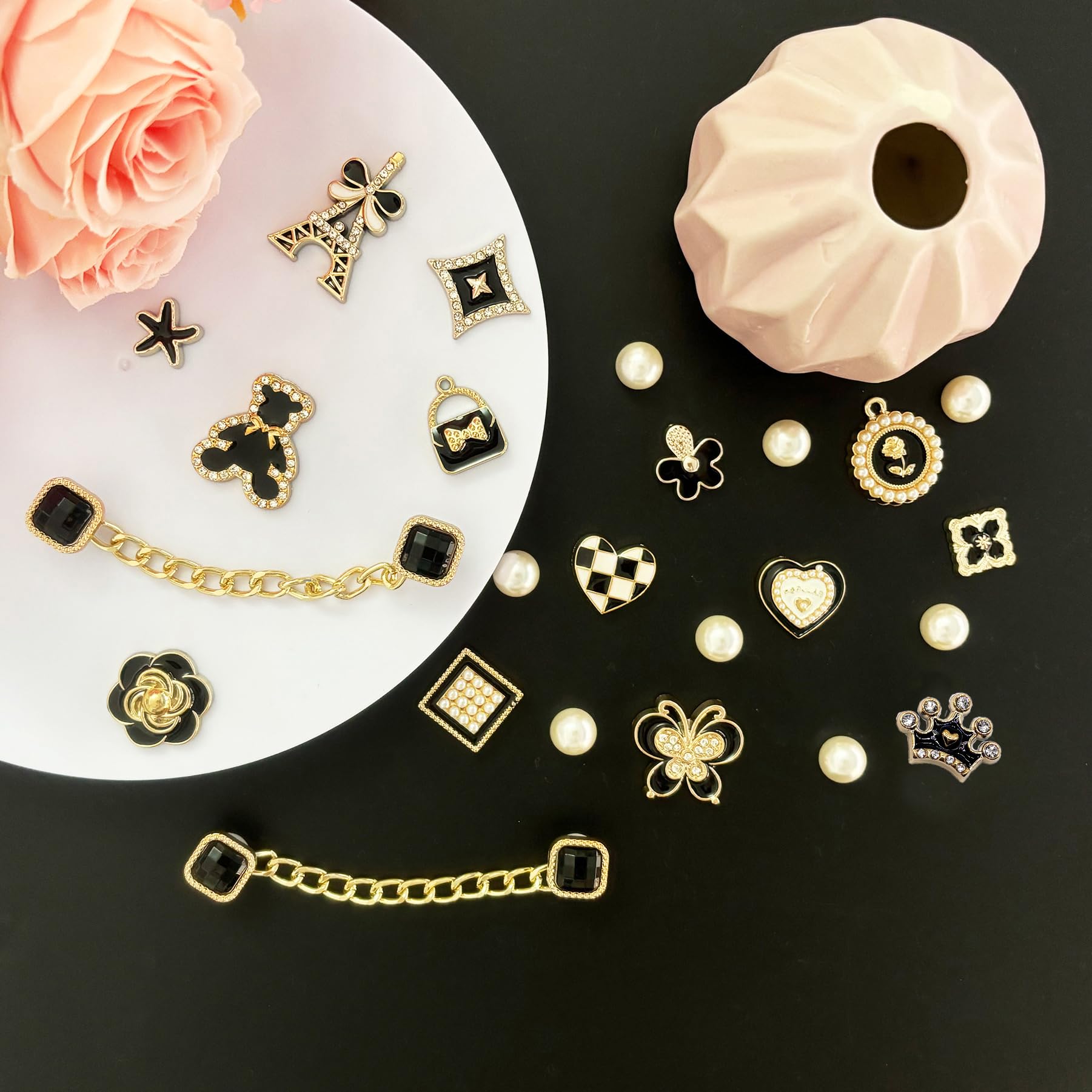 Bling Shoe Charms for Women, Sparkle Rhinestones Shoe Decoration Charms, Girly Shoe Chains for Clog Sandals, DIY Shoe Accessories for Party Favor - 7DAY'S