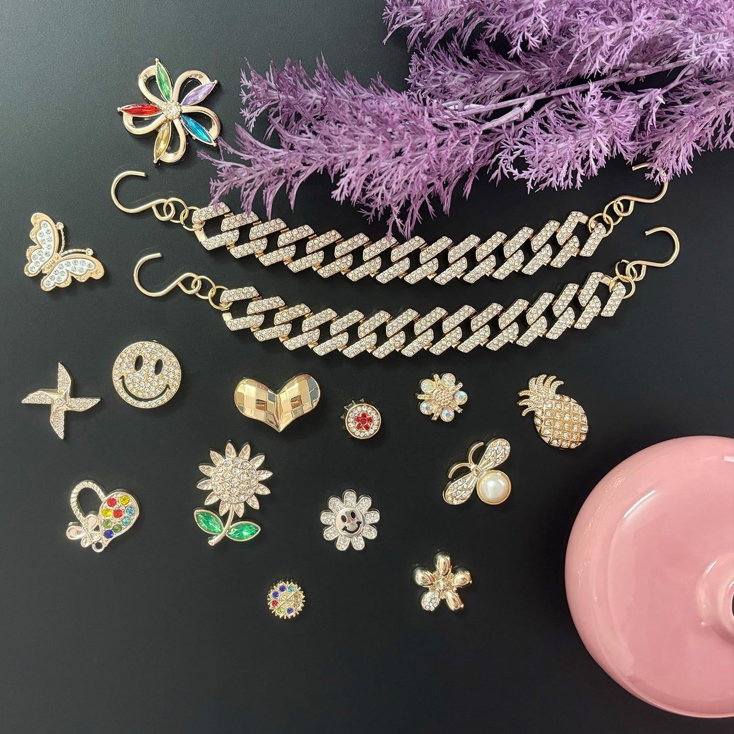 Bling Shoe Charms for Women, Sparkle Rhinestones Shoe Decoration Charms, Girly Shoe Chains for Clog Sandals, DIY Shoe Accessories for Party Favor - 7DAY'S