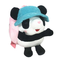 Blue Hat Panda Kids Shoulder Bag Plush Backpack Pink Snacks Travel Backpack Small School Bag - 7DAY'S