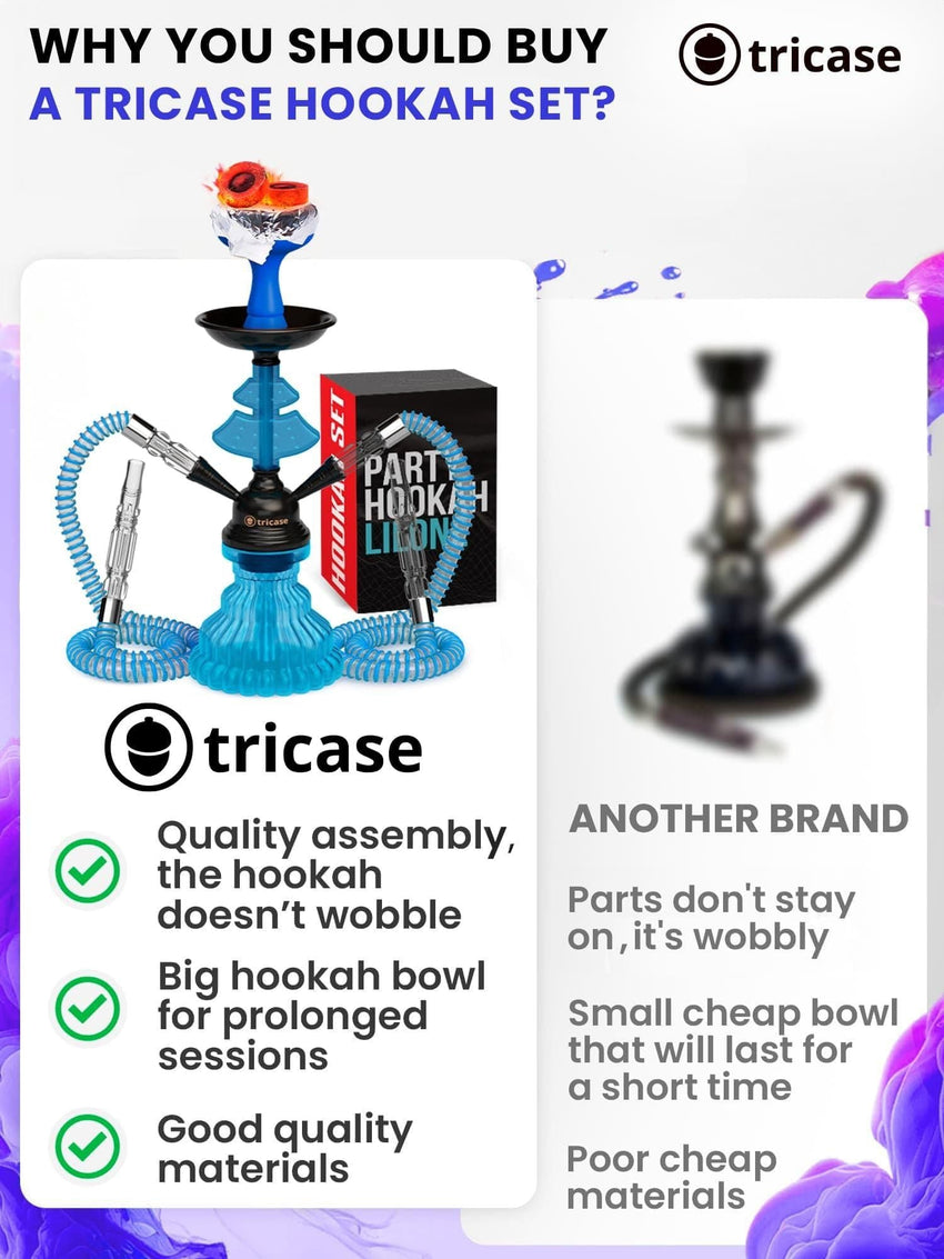 Blue Hookah set with everything Hookah Set 2 Hose Hookah LilOne - 7DAY'S