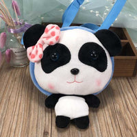 Blue Panda Doll Plush Kids Backpack Cute Crossbody Bag Snack Bag Go Out Decor Small Bag - 7DAY'S