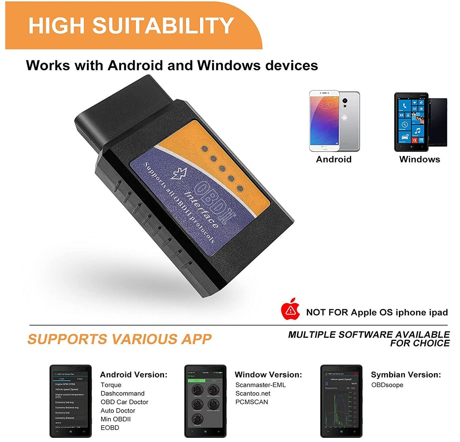 Bluetooth OBD2 OBDII Car Diagnostic Scanner Tool Check Engine Fault Code Reader - 7DAY'S