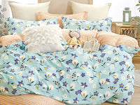 Blue/Yellow 100% Cotton Reversible Comforter Set - 7DAY'S