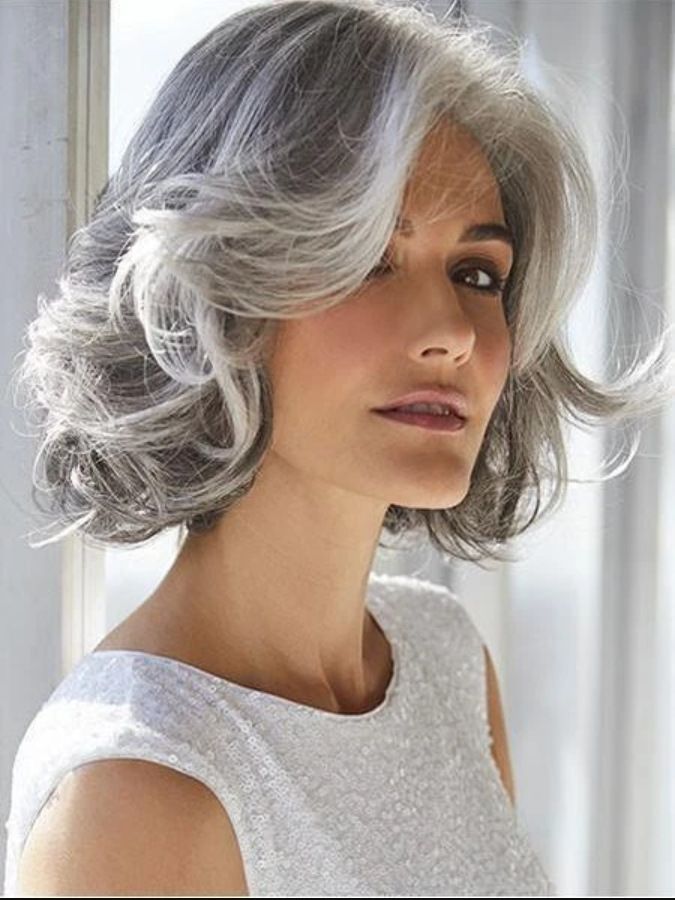 Bobble head wig women's short hair in the silver gray chemical fiber head cover - 7DAY'S