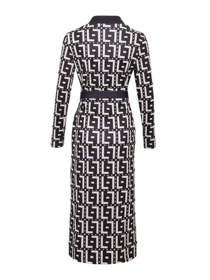 Bodycon Plaid V - neck Dress Without Belt, Elegant Long Sleeve Dress For Spring & Fall, Women's Clothing - 7DAY'S