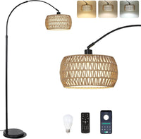 Boho Design Arc Floor Lamp for Valentine's Nights with Dimmable Color LED Bulb, Remote App Control - 7DAY'S