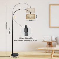 Boho Design Arc Floor Lamp for Valentine's Nights with Dimmable Color LED Bulb, Remote App Control - 7DAY'S