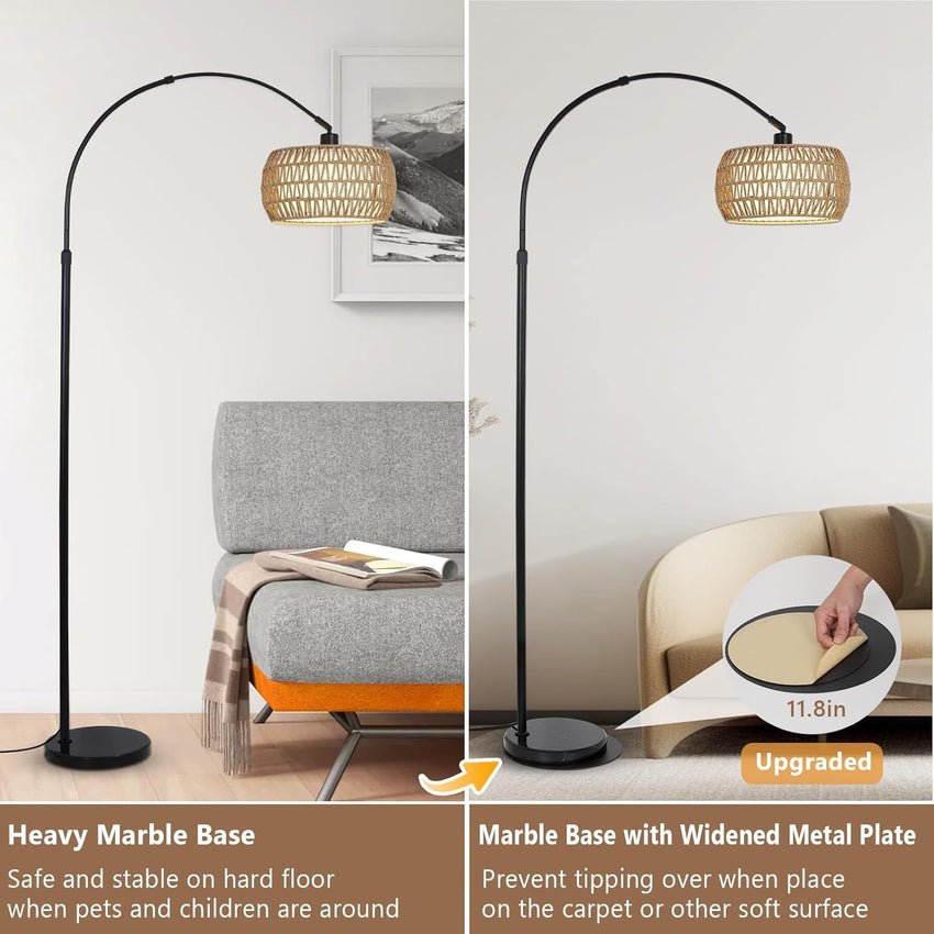 Boho Design Arc Floor Lamp for Valentine's Nights with Dimmable Color LED Bulb, Remote App Control - 7DAY'S