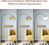 Boho Design Arc Floor Lamp for Valentine's Nights with Dimmable Color LED Bulb, Remote App Control - 7DAY'S