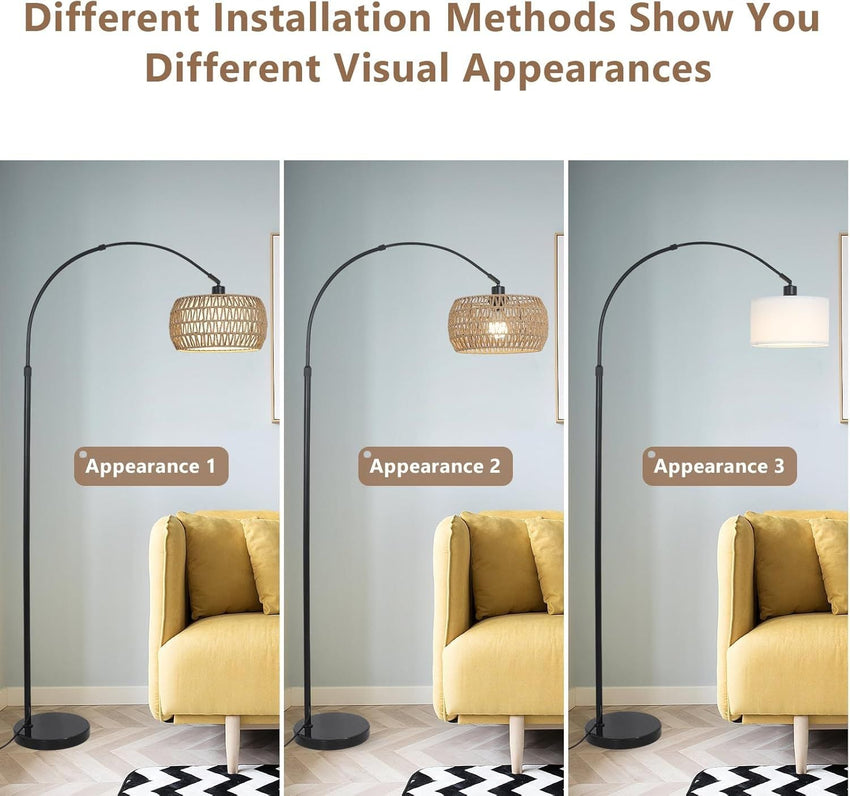 Boho Design Arc Floor Lamp for Valentine's Nights with Dimmable Color LED Bulb, Remote App Control - 7DAY'S