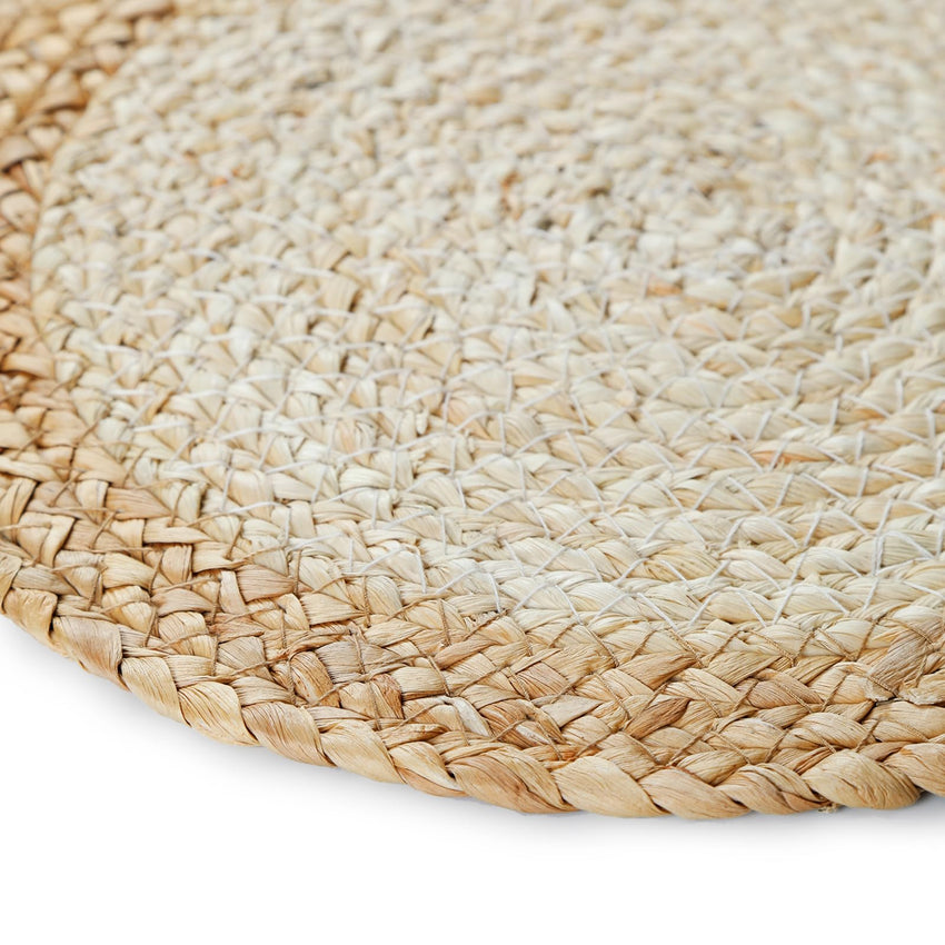 Boho Placemats Set of 6, Farmhouse Rustic Woven Placemats for Dining Table Decor, Handmade Braided Place Mats in Natural Cotton Jute and Water Straw for Kitchen Table - 7DAY'S