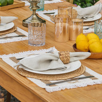 Boho Placemats Set of 6, Farmhouse Rustic Woven Placemats for Dining Table Decor, Handmade Braided Place Mats in Natural Cotton Jute and Water Straw for Kitchen Table - 7DAY'S