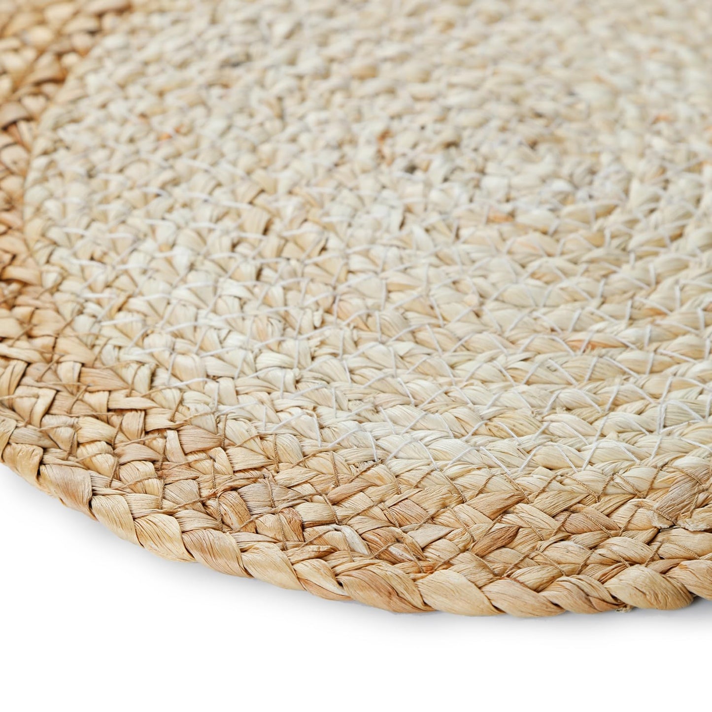 Boho Placemats Set of 6, Farmhouse Rustic Woven Placemats for Dining Table Decor, Handmade Braided Place Mats in Natural Cotton Jute and Water Straw for Kitchen Table - 7DAY'S
