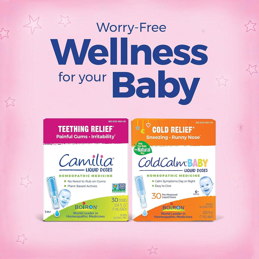 Boiron Camilia Teething Drops for Daytime and Nighttime Relief of Painful or Swollen Gums and Irritability in Babies - 30 Count - 7DAY'S