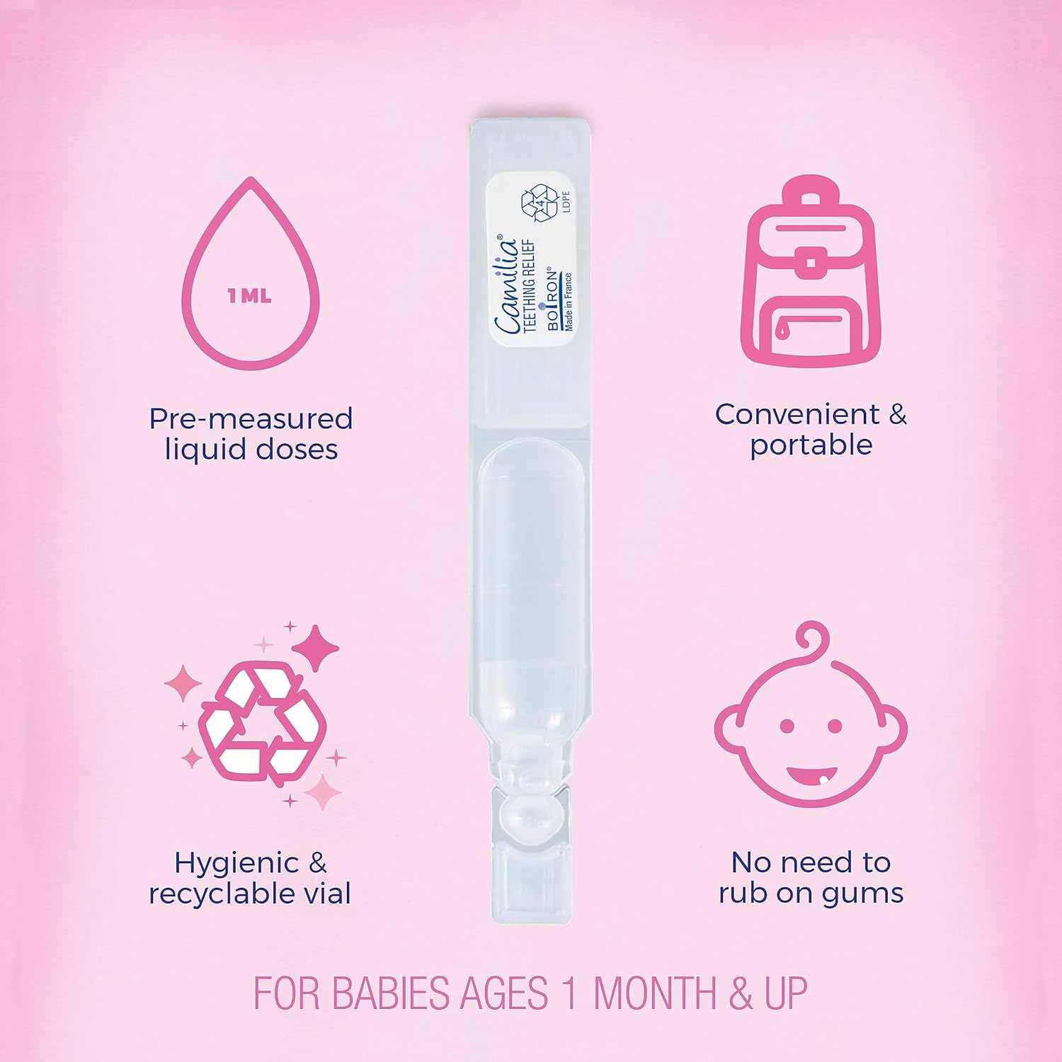 Boiron Camilia Teething Drops for Daytime and Nighttime Relief of Painful or Swollen Gums and Irritability in Babies - 30 Count - 7DAY'S