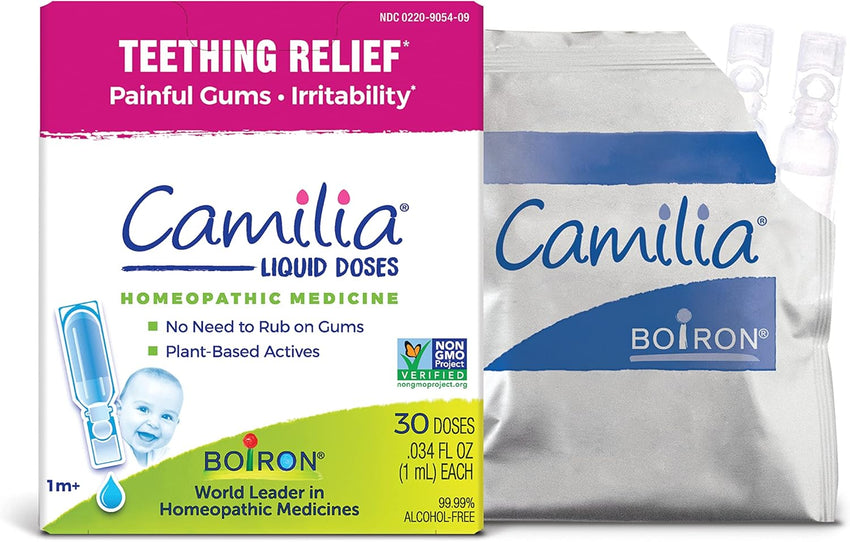 Boiron Camilia Teething Drops for Daytime and Nighttime Relief of Painful or Swollen Gums and Irritability in Babies - 30 Count - 7DAY'S