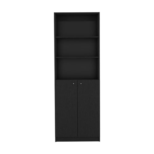 Bookcase Dual - Door Benzoni, Office, Black - 7DAY'S
