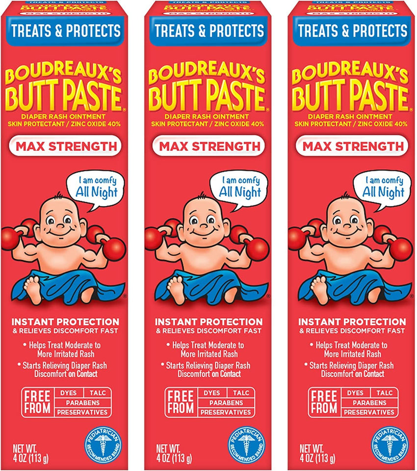 Boudreaux's Butt Paste Maximum Strength Diaper Rash Cream, Ointment for Baby, 4 oz Tube - 7DAY'S