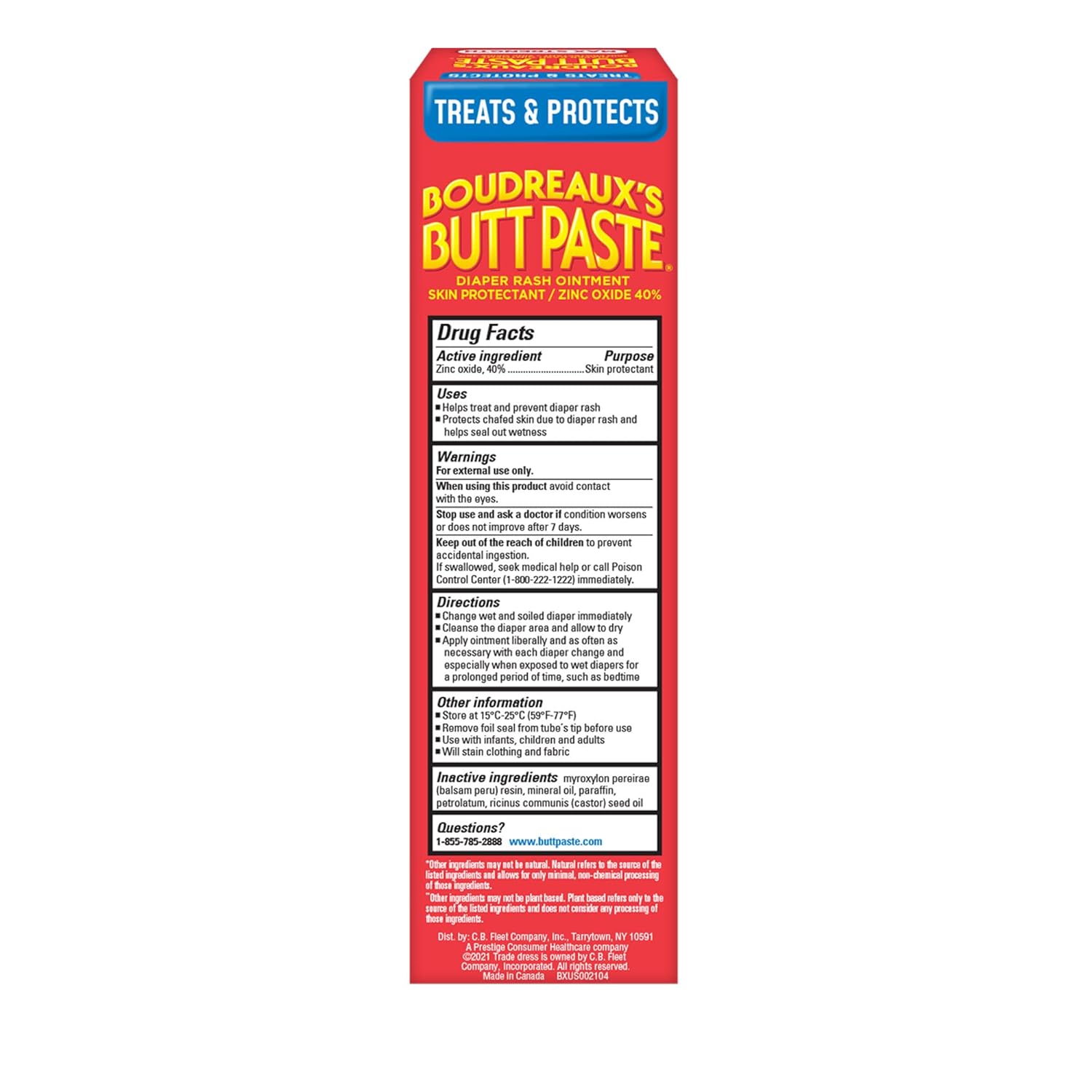 Boudreaux's Butt Paste Maximum Strength Diaper Rash Cream, Ointment for Baby, 4 oz Tube - 7DAY'S