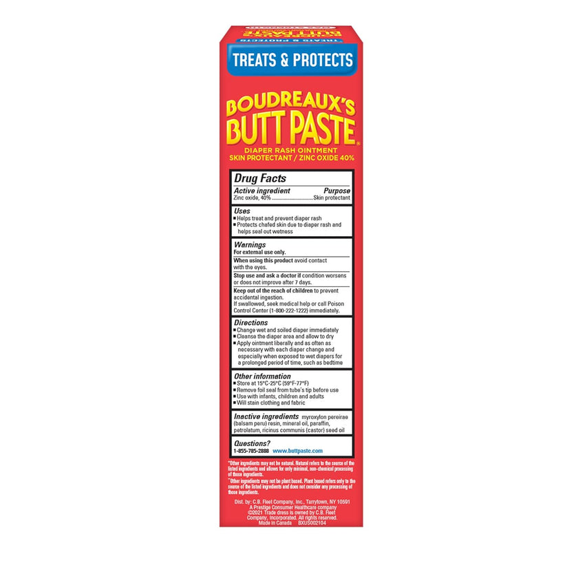 Boudreaux's Butt Paste Maximum Strength Diaper Rash Cream, Ointment for Baby, 4 oz Tube - 7DAY'S