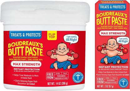 Boudreaux's Butt Paste Maximum Strength Diaper Rash Cream, Ointment for Baby, 4 oz Tube - 7DAY'S