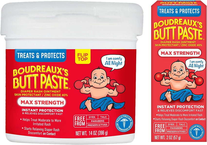 Boudreaux's Butt Paste Maximum Strength Diaper Rash Cream, Ointment for Baby, 4 oz Tube - 7DAY'S