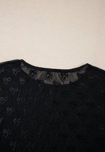 Bow Round Neck Long Sleeve Top - 7DAY'S