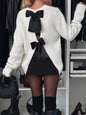 Bow Slit Back Round Neck Sweater - 7DAY'S