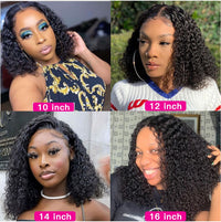 Brazilian Short Curly Bob Lace Front Human Hair Wigs PrePluck With Baby Hair Deep Wave Frontal Wig For Women Water Wave Lace Wig - 7DAY'S