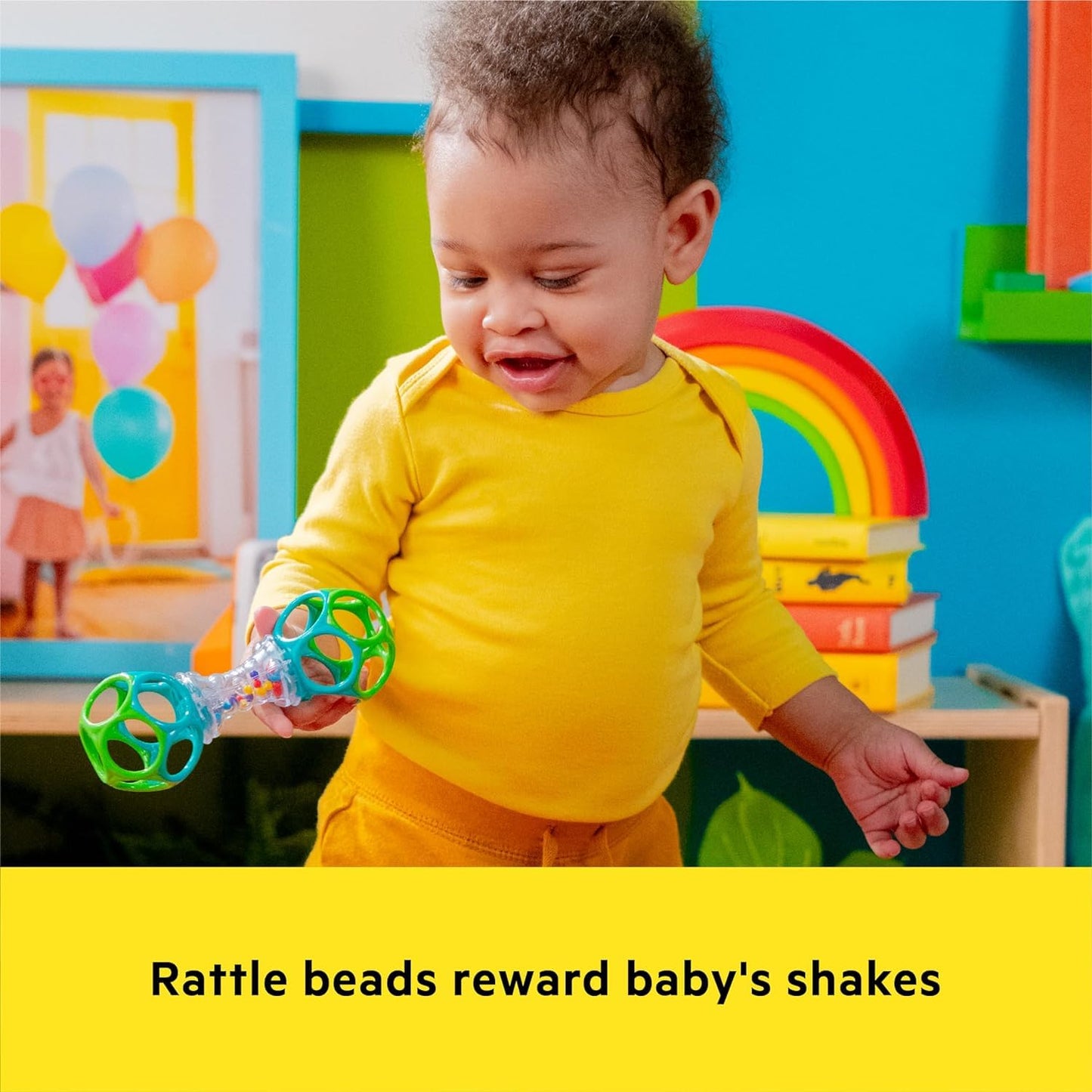 Bright Starts Oball Shaker Rattle Toy, Ages Newborn Plus - 7DAY'S