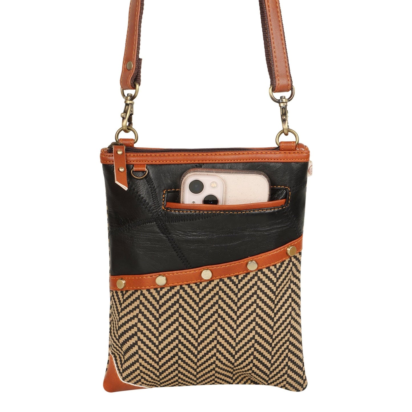 Brisk Crossbody Bag w/ Cellphone Pocket - Herringbone - 7DAY'S