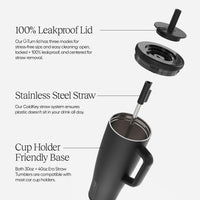 BrüMate Era 40 oz Tumbler with Handle and Straw | 100% Leakproof Insulated Tumbler with Lid and Straw | Made of Stainless Steel | Cup Holder Friendly Base | 40oz (Mocha) - 7DAY'S