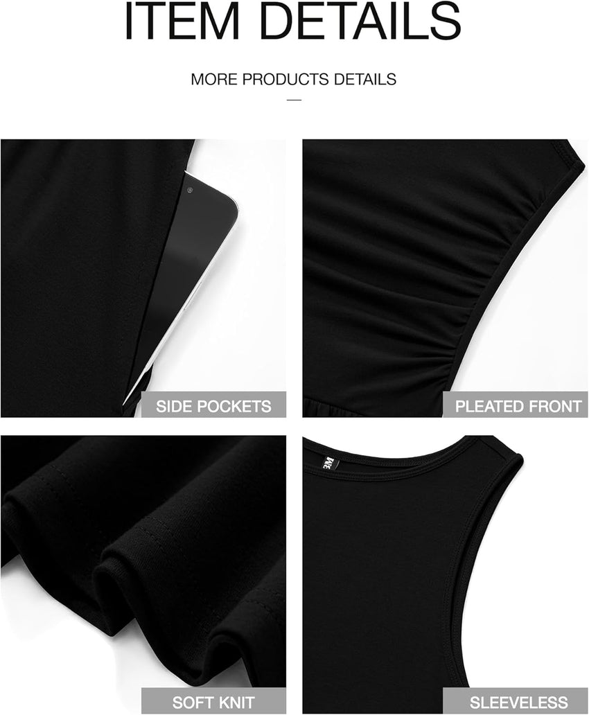 BTFBM Summer Maxi Dresses for Women 2025 Sleeveless Casual Ruched High Waisted Tank Long Sundress Flowy Beach Fall Dress - 7DAY'S