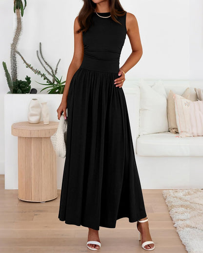 BTFBM Summer Maxi Dresses for Women 2025 Sleeveless Casual Ruched High Waisted Tank Long Sundress Flowy Beach Fall Dress - 7DAY'S