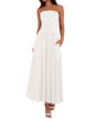 BTFBM Summer Maxi Dresses for Women 2025 Strapless Ruched Tube Top Flowy Beach Vacation Wedding Guest Fall Dress Pockets - 7DAY'S