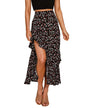 BTFBM Women 2025 Summer Fall Boho Long Skirts Dress Floral Print Elastic Waist Split Ruffle High Low Beach Maxi Skirt - 7DAY'S